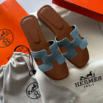 Pantoufles Hermes Oran Jeans-tongs Textiles élégants pour un usage quotidien