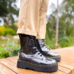 Чоботи Dr.Martens Jadon Galaxy Premium — лакована шкіра, хутро