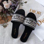 Капці Cr. Dior Sandal Black — стильні текстильні шкіряні шльопанці