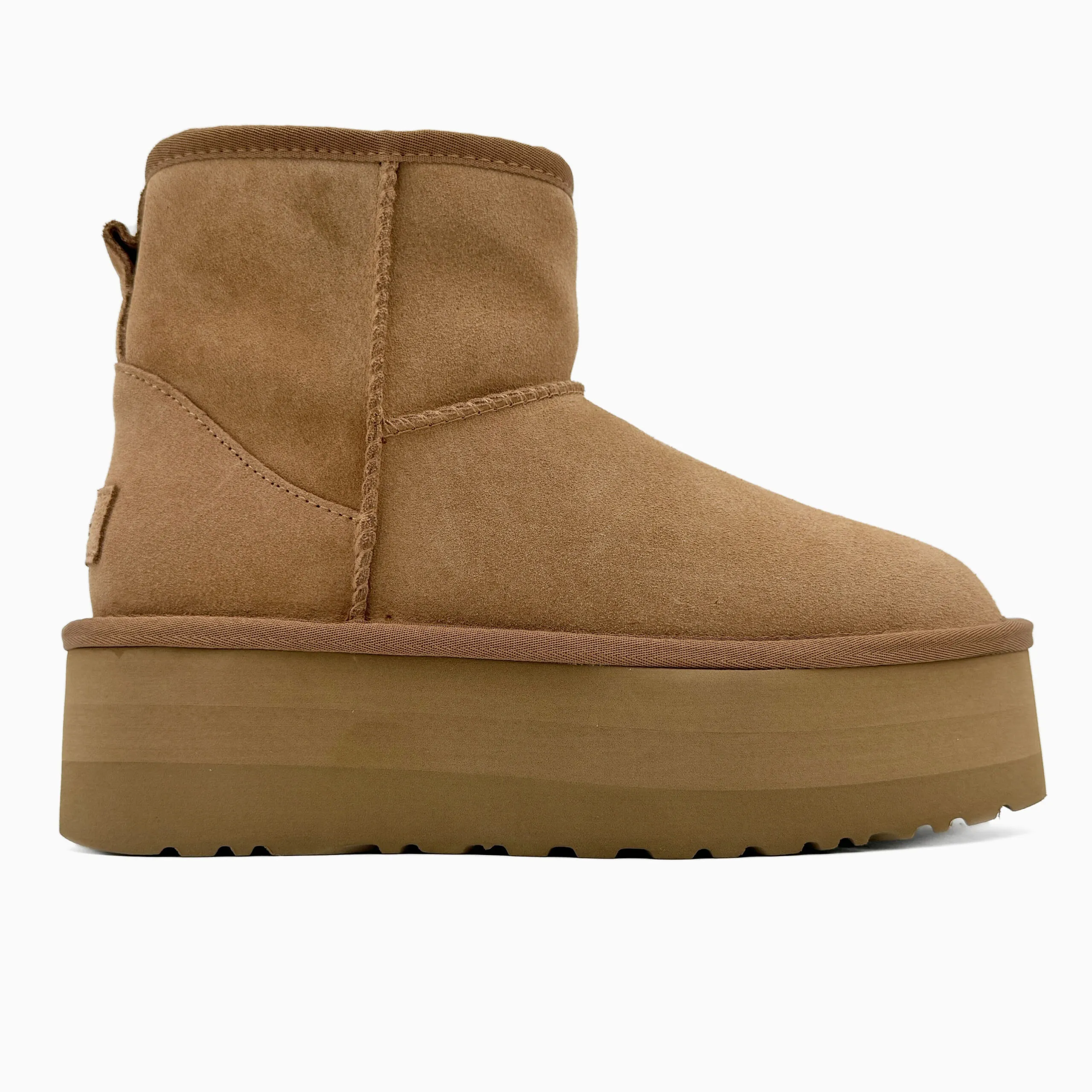 Ugg Classic Mini Platform XL Chestnut – замшеві жіночі уггі з хутром - Зображення 1