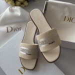 Капці Dior Dway Slippers White/Beige шкіра та текстиль — стиль і комфорт