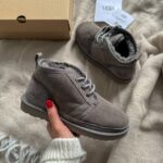 Уггі UGG Neumal Grey жіночі замшеві з овчиною