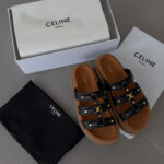 Капці CELINE Tippi Leather Slide Black — стильні шкіряні слайди