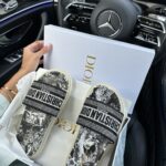 Капці Cr. Dior Sandal Black/White — стильні текстильні шльопанці