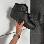 Кеди Air Force Black (Мех) з шкіри та хутра – зі знижкою