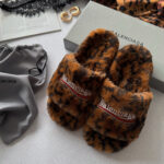 Sandály BLCG Slippers Leopard - dámské kožešinové domácí pantofle