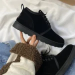 Ugg Neumel No Logo Black-bottes chaudes pour hommes en cuir écologique