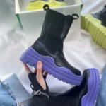 Чоботи Bottega Veneta Purple — шкіряні жіночі чоботи без лого