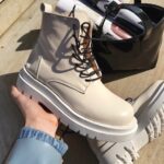 Чоботи No Brand Beige — жіночі шкіряні осінньо-зимові черевики