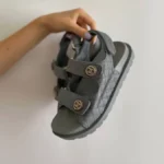 Chanel Sandals Grey Leather Premium - women's leather sandals