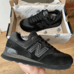 Sneakers New Balance 574 Black-sneakers da uomo in pelle scamosciata