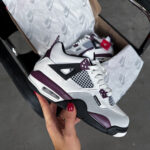 Кросівки Air Jordan 4 Retro White Purple з шкіри та хутра