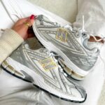 1906r White Rain Cloud Silver Metallic tossud-nahk ja Tekstiil