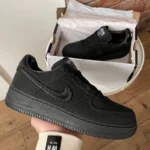 Кеди Air Force 1 x Stussy Black текстильні чорні