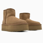 Ugg Classic Mini Platform XL Chestnut – замшеві жіночі уггі з хутром — изображение 2