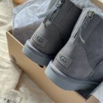 UGG Mini ZIP Grey — жіночі замшеві уггі сірого кольору