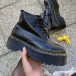 Чоботи Dr. Martens Jadon Ankle Black — шкіряні з хутром