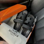 Капці Hermes Slippers Total Black — стильні гумові шльопанці