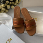 Капці Dior Dway Slippers Brown зі шкіри та текстилю — комфорт і стиль