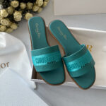 Капці Dior Dway Slippers Blue — жіночі шкіряно-текстильні капці