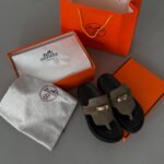 Капці Empire Sandal Hermes Army Green — стильні замшеві капці