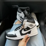 Air Jordan 1 black White sneakers-stylish leather sneakers for everyday wear