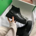 Чоботи Bottega Veneta Mini Black – шкіряні зимові чоботи без логотипа