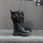Чоботи Prada Boots Zip Pocket Black High шкіряні преміум