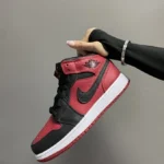 AIR JORDAN Retro 1 Mid " Banned Bred Sneakers - - miesten nahka lenkkarit