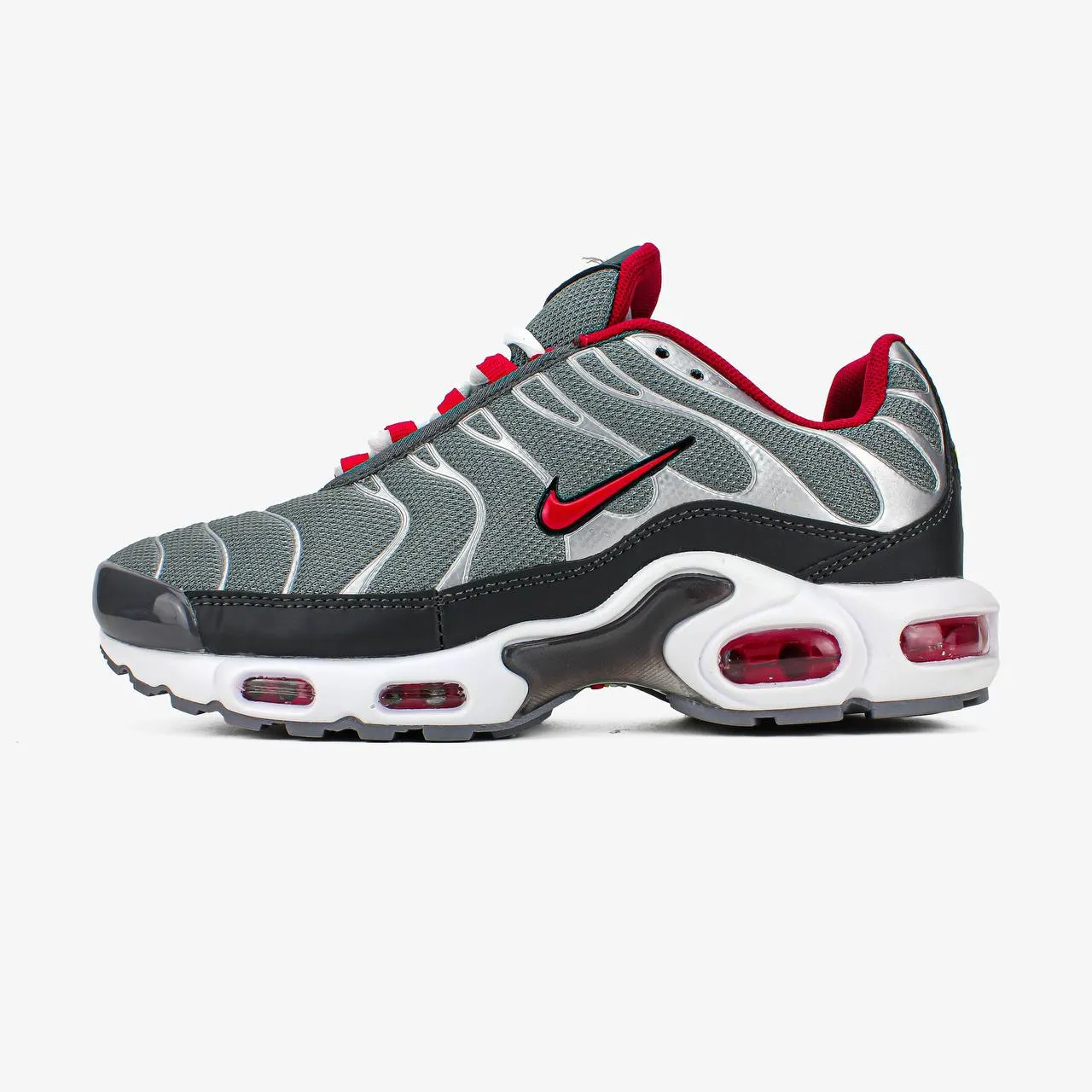 Кросівки Nike Air Max TN Plus Grey Red – шкіра та текстиль - Зображення 1