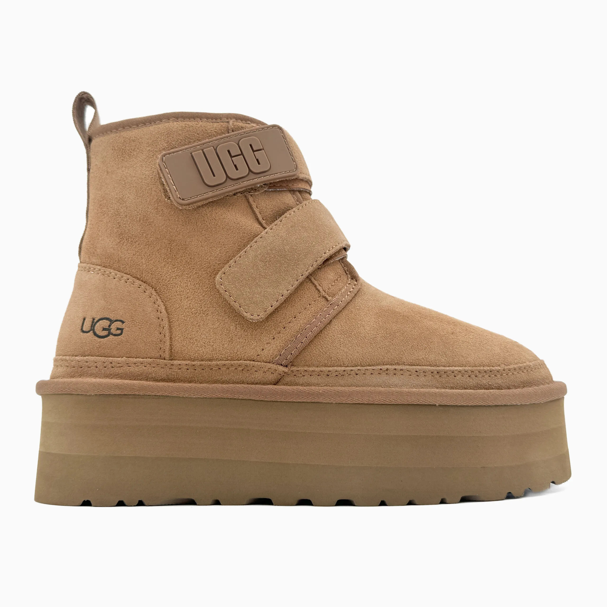 Черевики UGG Neumal Platform Velcro Chestnut — замшеві з хутром - Зображення 1