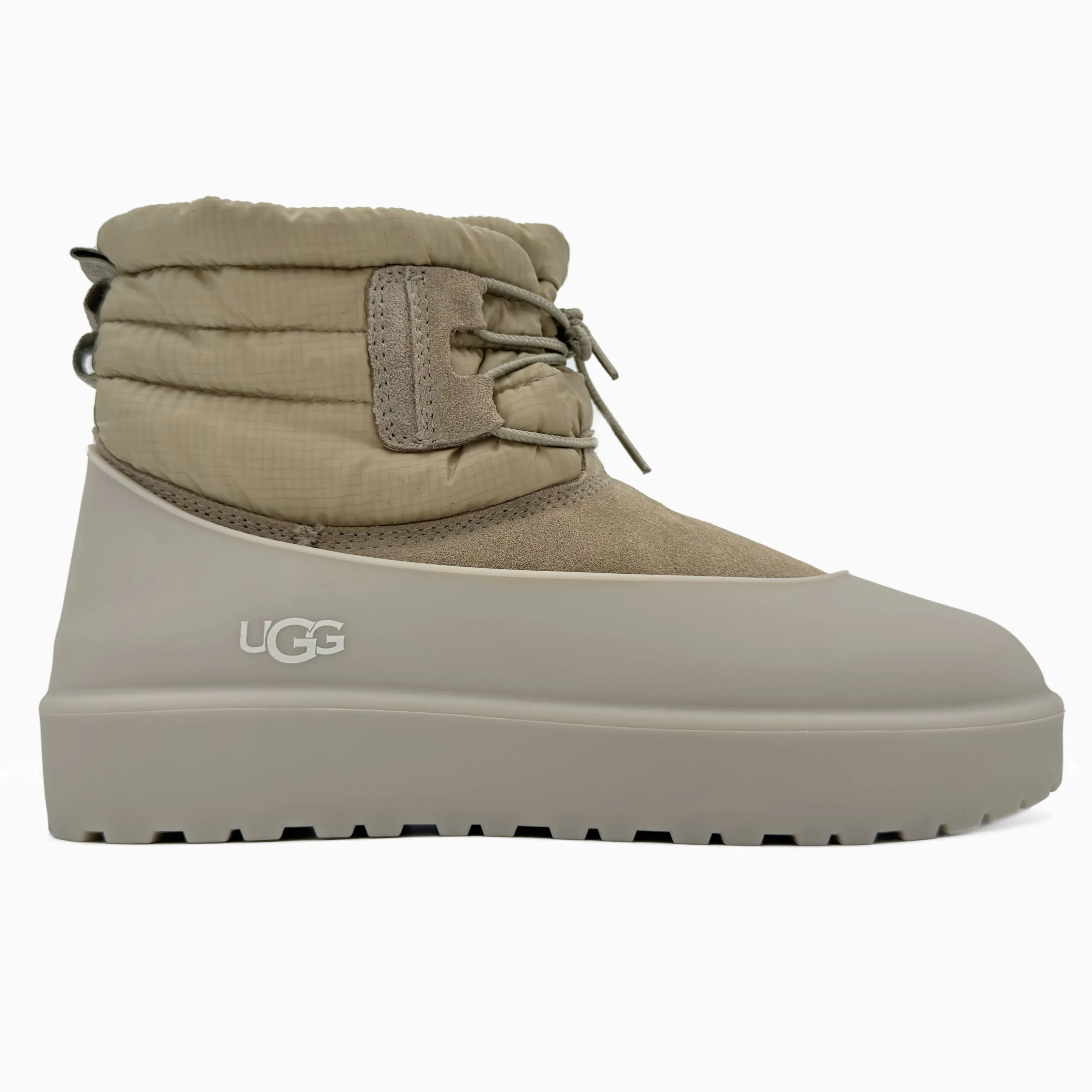 UGG Classic Mini Lace-Up Beige — бежеві замшеві черевики з хутром - Зображення 1