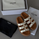 Капці CELINE Tippi Leather Slide White — елегантні шкіряні сандалі