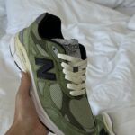 New Balance 990 black/Green suede/mesh running shoes-comfort and style