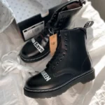 Чоботи Sex Pistols Black Rolled Smoth Fur із шкіри та меху