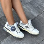 550 white/Grey leather running shoes-a stylish choice for every day
