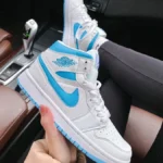 Кеди 1 Retro High White & Blue — стильні високі шкіряні кеди