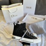 Dior Sneakers High Black Premium-aukštos odos ir tekstilės gaminiai