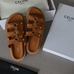Капці CELINE Tippi Leather Slide Sandals Tan шкіряні жіночі