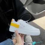 Кеди N354 White Yellow — стильні шкіряні кеди білого та жовтого кольору