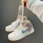 Baskets Air Jordan Retro 1 Mid "Ice Cream" en cuir pour homme