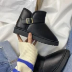 UGG Mini Black No Logo saapad-naiste nahk, mille sees on fliis