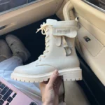 Dior boots Beige - women's beige leather boots with fleece