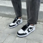 Jordan 1 Black White čības-klasiska stila ādas vīriešu čības
