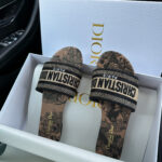 Pantofle Cr. Dior Sandal Brown-hnědé textilní dámské pantofle