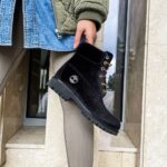 Чоботи Timberland x Off-White Black — чоловічі велюрові стильні