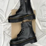 Чоботи 1460 Total Black з натуральної шкіри та меху ❄️ – розпродаж