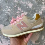 New Balance 574 Sand / Pink Herren Wildleder Sneakers