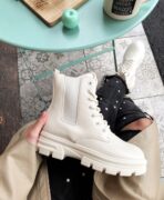Чоботи No brand White art 013 — стильні шкіряні жіночі чоботи