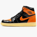 Nike air Jordan 1 Retro High og noir / Orange-baskets en cuir verni